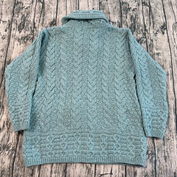 NWT Aran Crafts Irish Women's Double Collar Zip Cardigan (100% Merino Wool) XL - Picture 4 of 12